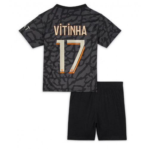 Echipament fotbal Paris Saint-Germain Vitinha Ferreira #17 Tricou Treilea 2023-24 pentru copii maneca scurta (+ Pantaloni scurti)